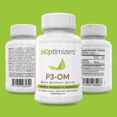 P3-OM - Proteolytic Probiotic and Prebiotic Supplement - Contains Lactobacillus Plantarum OM - Can Provide Immune Support - May Help Improve Gut Health to Help with Bloating and Gas, 120 Capsules