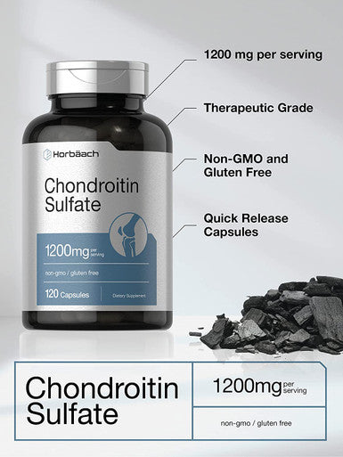 Horbaach Chondroitin Sulfate 1200mg 120 Capsules Non GMO and Gluten Free Supplement