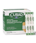Curad Quick Strip Plastic Sterile Adhesive Bandages with Fast Application 1" x 3" Box of 100