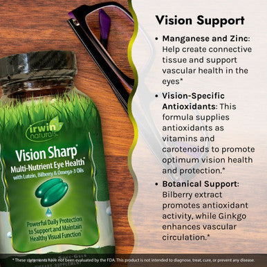 Irwin Naturals Vision Sharp Multi-Nutrient Eye Health With Lutein, Bilberry & Omega-3S - 42 Liquid Softgels