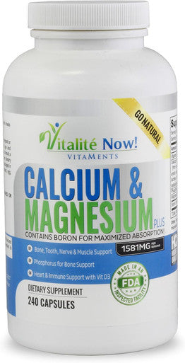 Best Calcium & Magnesium + Vitamin D3 400 Iu - Highly Absorbable With Boron - 10 Forms Of Calcium + Phosphorus For Bone Strength - All Natural - 240 Capsules - 2 Month Supply