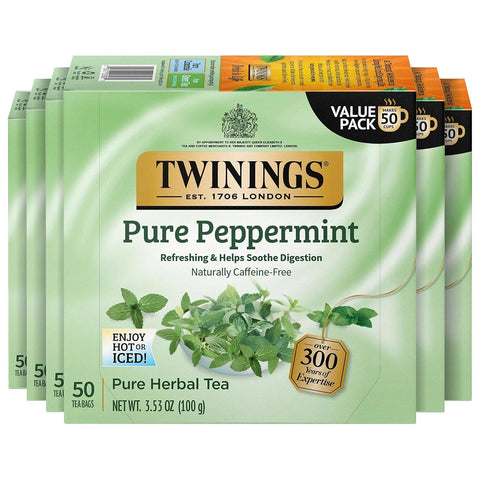 Twinings Lemon & Ginger, Caffeine-Free Herbal Tea Bags, 100 CT Box (1 Pack) | Spicy & Tangy, Ginger, Lemon Peel, Lemongrass, Blackberry Leaves, Soothe Digestion, 100 Foil Lined Individually Wrapped Bags