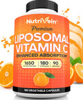 Nutrivein Liposomal Vitamin C 1650mg - 180 Capsules - High Absorption Ascorbic - Supports Immune System & Collagen Booster - Powerful Antioxidant