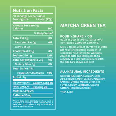 Tailwind Nutrition Endurance Fuel 50 Serving Green Tea Flavour - Caffeinated