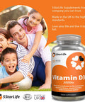 5StarLife Vitamin D3 3000iu, 120 Softgel Capsules, Daily VIT D3, 4 Months Supply