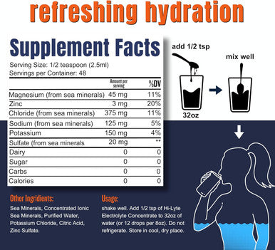 Hi-Lyte 48 Servings Performance, Fasting, Mineral Drops Electrolyte Supplement For Immune Support And Rapid Hydration No Calories No Sugar 20%+ More Potassium, Magnesium & Zinc