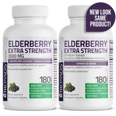Bronson Elderberry Extra Strength, Supports Healthy Immune System & Antioxidant Protection, Non Gmo, 180 Vegetarian Capsules