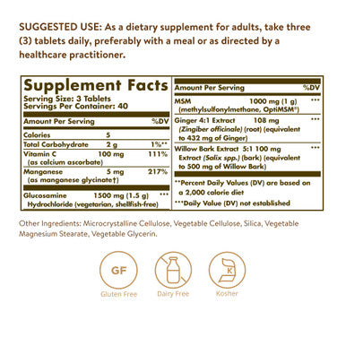 Solgar Glucosamine Msm Complex 120 Tablets - Promotes Healthy Joints - Supports Range Of Motion & Flexibility - Supports Collagen - Shellfish-Free - Gluten Free Dairy Free Kosher - 40 Servings