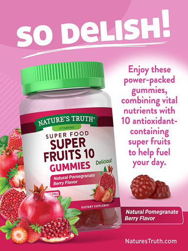 Super Fruits Gummies | 60 Count | Vegan, Non-GMO & Gluten | Super Food Supplement | Natural Pomegranate Berry Flavor | by Nature's Truth