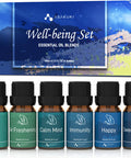 Asakuki Essential Oil, Essential Oils Blends Set For Diffusers For Home, Well-Being Kit- Calming, Dreams, Breathe, Relaxing, Mood, Fresh Air Aromatherapy Oils For Humidifiers, 6X10 Ml