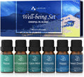 Asakuki Essential Oil, Essential Oils Blends Set For Diffusers For Home, Well-Being Kit- Calming, Dreams, Breathe, Relaxing, Mood, Fresh Air Aromatherapy Oils For Humidifiers, 6X10 Ml