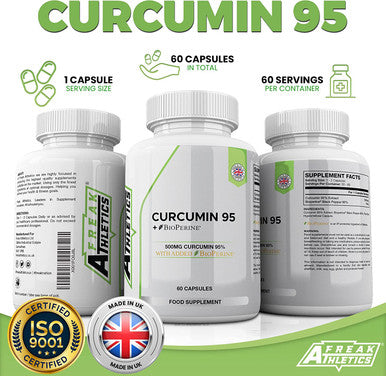 Curcumin 95 + BioperineÃƒâ€šÃ‚Â® 60 Turmeric Curcumin Capsules High Strength with Black Pepper - Curcumin 95% & Black Pepper - Turmeric Curcumin UK Made