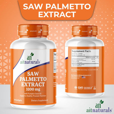 Aitnaturals Saw Palmetto Extract(3200mg) -90 Softgels with Pumpkin Seed Oil(80mg) Herbal Health Supplement Supports Prostate & Urinary Tract Health DHT Blocker | Promotes Hair Growth & Immune System