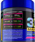 USN 3XT Max Pre-Workout Supplement Drink Mix Powder for Energy, Endurance and Pump, Nitric Oxide, Citrulline, Caffeine, Zero Creatine, Fruit Punch, 6.3493 Oz