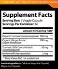 Built Nature Turmeric Supplement Tumeric Curcumin With Black Pepper And Ginger Curcuma Bioperine - 95% Curcuminoids Max Absorption, Natural Joint & Antioxidant, Non-Gmo, Vegan Gluten Free 60 Capsules