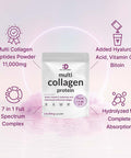 Multi Collagen Protein Powder | 1Lb, Type I, II, III, V, X Collagen Peptides with Biotin, Vitamin C & Hyaluronic Acid - Unflavored - Keto & Paleo Friendly, Great for Hair, Skin, Nails & Joints