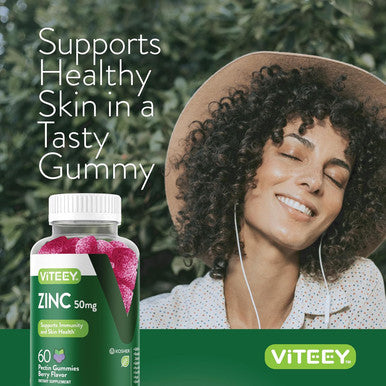 Zinc Gummies Adult & Teens - 50Mg - Immune Health Support & Antioxidant Support - Vitamin Zinc Supplement - Vegan, Gelatin Free, Gmo - Tasty Chewable Berry Flavored Gummy