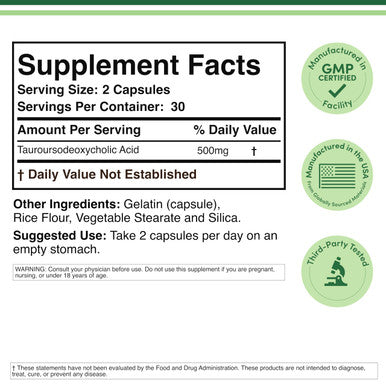 Double Wood Supplements Tudca Bile Salts Liver Support Supplement Servings Liver And Gallbladder 60 Capsules 500Mg
