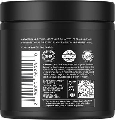 Terra ELMNT 40,000mg 40x Strength Organic Black Maca Root with Ashwagandha - Highest Potency Black Maca Root Capsules for Men - 100% Pure Maca Peruana Powder Organic, Gelatinized, Non-GMO - 60 Pills
