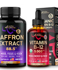 NUTRAHARMONY Natural Saffron Capsules & Organic Vitamin B12 Drops