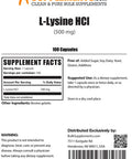 BulkSupplements.com L-Lysine HCL L-Lysine for Cats Immune Support Formula L Lysine Powder Lysine Powder for Cats (100 Gelatin Capsules)