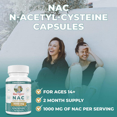 Maryruth Organics Nutritional Supplement Capsule N-Acetyl Cysteine 2 Month Supply NAC 1000mg Per Serving Vegan Non-GMO Gluten 120 Count