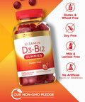 Carlyle Vitamin D3 + B12 Complex Gummies | 120 Count | Vegetarian, Non-GMO, and Gluten Free Formula | Natural Strawberry Flavor Supplement