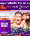 Lifecentrichealth Iron Gummies For Adults & Kids Biotin Zinc Vitamin B Folic Acid Gummies Vegan Gluten Blood Builder Anemia Supplements Tasty Energy Boosting Iron Supplement For Women & Men