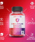 Atlantis Nutrition 8-In-1 Immune Support Gummies W/Elderberry - Immune Support Supplement W/Elderberry, Quercetin, Zinc & Vitamin C Gummies - Immunity Boosters For Adults & Kids - Delicious Elderberry Flavor - 60 Count