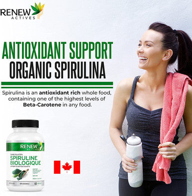 Renew Actives Maximum Strength Spirulina Tablets 1000Mg Per Serving! Supports Immune System, Heart, Cells And Energy Rich In Antioxidants, Vitamins, Minerals. 60 Supplement Capsules!