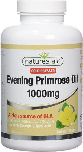 Natures Aid Evening Primrose Oil 1000 mg Cold Pressed Omega-6 GLA 180 Softgel Capsules