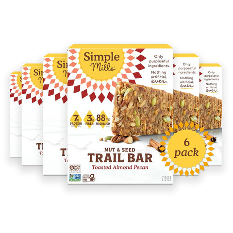 Simple Mills Nut and Seed Trail Bars, 15 Count, Dark Chocolate Sea Salt Snack Bars with Pumpkin Seeds, Almonds, Pecans, and Buckwheat, Good Source of Fiber and Excellent Source of Magnesium, 1.59 oz