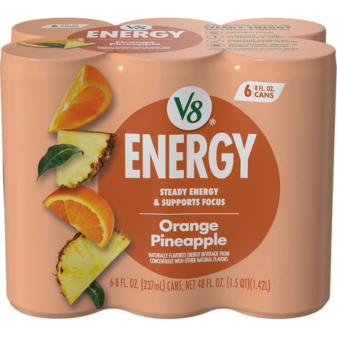 V8 Energy Strawberry Banana Juice Energy Drink, 8 fl oz Can (24 Pack)