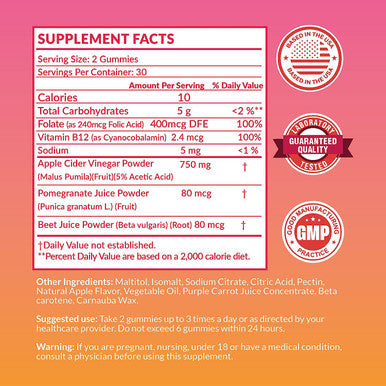SkinnyBoost - Vegan Apple Cider Vinegar Gummies for Natural Weight Loss, Detox & Immune Support. Made w/ The Mother & Vitamin B - Non-GMO, Sugar & Corn Syrup Free - 750 MG- Made in The USA