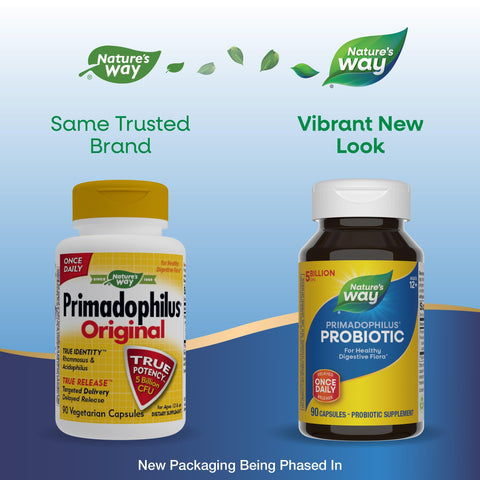 Nature'S Way Primadophilus Probiotic Healthy Digestive Flora 5 Billion Cfu Per Serving Keep Refrigerated 90 Capsules (Packaging May Vary)