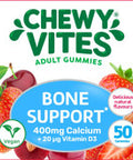 Chewy Vites Adult Bone Support 50 Vitamin Gummies 400mg Calcium Gummies with 20 mcg Vitamin D3 for Bones Teeth & Muscle Function 2-a-Day Vegan Mix of Wild Cherry and Strawberry Flavour