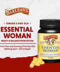 Barlean's Essential Woman Capsules Hormonal Balance Supplement For Women Flaxseed Evening Primrose Oil & Soy Isoflavones Omega 3 6 9 And Gla For Healthy Hair And Skin 120 Count
