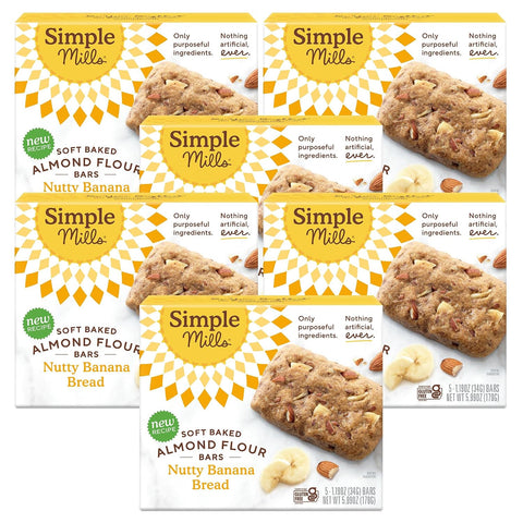 Simple Mills Soft Baked Dark Chocolate Almond Flour Bars, 5 ct, 1.19 oz each