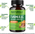 NATURELO Turmeric Curcumin - BioPerine for Better Absorption - Curcuminoids, Black Pepper, Ginger Powder - Plant-Based Joint Support - 120 Vegan Capsules