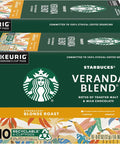 Starbucks K-Cup Coffee Pods, Starbucks Blonde Roast Hot or Iced Coffee, Veranda Blend, 60 Keurig Pods