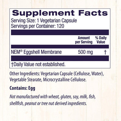 Healthy Origins - Eggshell Membrane (NEM), 500mg x 120 Vegetarian Capsules | Natural | Joint Supplement | Gluten-Free | Soy-Free | Dairy-Free