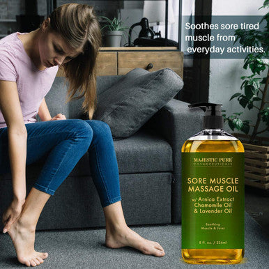 Majestic Pure Lavender Massage Oil, Sore Muscle Massage Oil, Frankincense Massage Oil, and Cellulite Massage Oil Bundle 8 fl oz Each