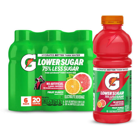 Gatorade Lower Sugar Electrolyte Sports Drink Rain Berry 12 fl oz Bottles (12 Pack) 75% Less Sugar No Artificial Flavors No Artificial Sweeteners No Artificial Colors Hydration