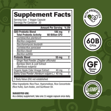 Ultra Probiotic - 60B Sbo Probiotic - 6 Strains - Soil Based - Advanced Probiotic Users - Probiotics For Women & Men - Digestive