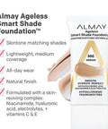 Anti-Aging Foundation by Almay, Smart Shade Face Makeup with Hyaluronic Acid, Niacinamide, Vitamin C & E, Hypoallergenic-Fragrance Free, 800 Deep, 1 Fl Oz (Pack of 1)