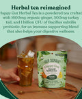 Four Sigmatic Happy Gut Organic Herbal Tea | Organic Lemon Ginger Tea With Probiotics & Turkey Tail Mushroom | Instant Digestive Tea | Vegan Gluten- | Lemon Ginger 24 Servings