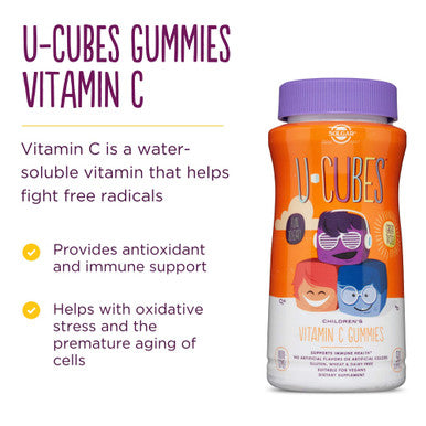 Solgar U-Cubes Children'S Vitamin C 90 Gummies - Includes 2 Great-Tasting Flavors Orange & Strawberry - Immune Support - For Ages 2 & Up - Non Gmo Vegan Gluten Free Dairy Free - 45 Servings