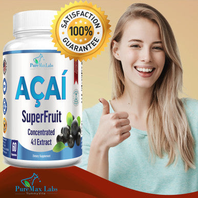 YUMMYVITE Acai Berry Capsules - 4:1 Acai Berry Extract - Equivalent To 2400Mg Per Capsule, Super Antioxidant, Acai Berry Cleanse, 60 Capsules