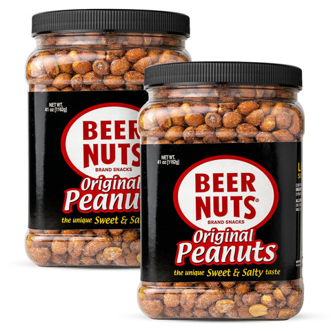 BEER NUTS Original Peanuts, Resealable Jar, Sweet and Salty, Gluten-Free, Kosher, Low Sodium Peanut Snacks (19oz)
