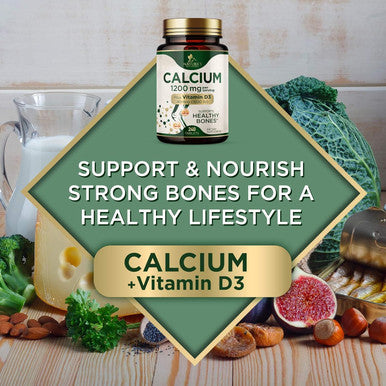 Calcium 1200 Mg With Vitamin D3, Calcium Supplement Vitamins, Supports Bone Strength, Teeth & Immune System, Calcium Supplements For Women & Men, Nature'S Absorbable Calcium Carbonate - 240 Tablets